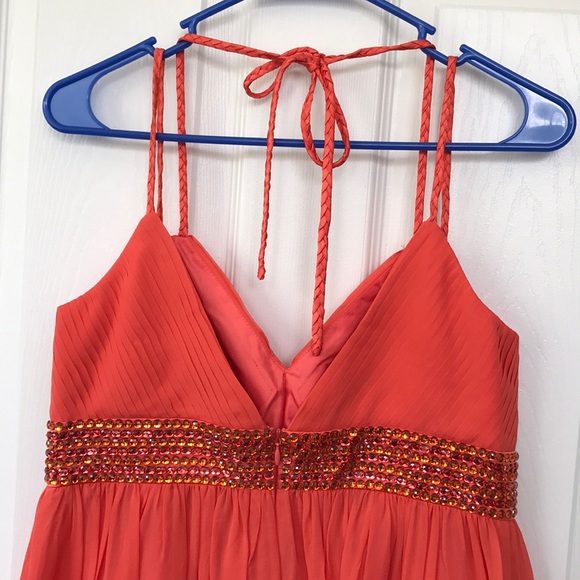 Silk Chiffon pintuck bejeweled cocktail dress SZ 6 - Picture 5 of 8